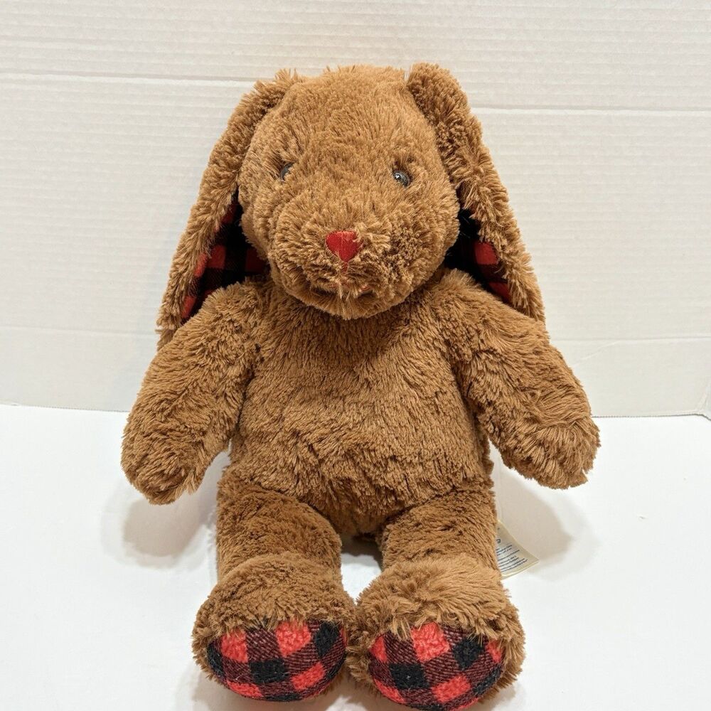 Build A Bear Workshop Buffalo Check Pawlette Bunny Rabbit Plush 16" BAB